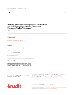 Between French and English, Between Ethnography and