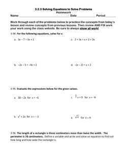 3.2.3 Solving Equations to Solve Problems Homework Name Date