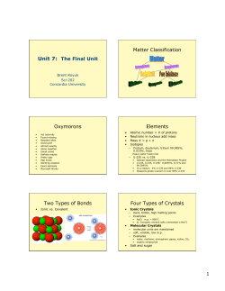 Unit 7: The Final Unit Matter Classification Oxymorons