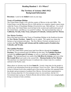 Reading Handout 1 - It`s Where? The Territory of Arizona (1863