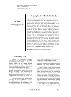 Designing Tractor Cabins for Life Quality