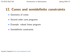 12. Cones and semidefinite constraints