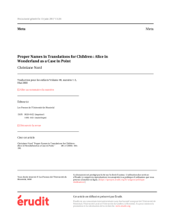 Proper Names in Translations for Children : Alice in
