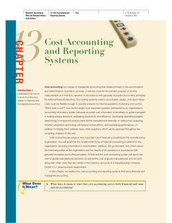 Cost Accounting and Reporting Systems CHAPTER