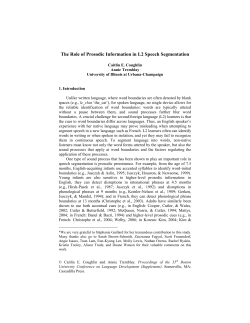 The Acquisition of English (Primary) Stress by French Canadian