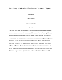 Bargaining, Nuclear Proliferation, and Interstate Disputes
