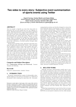 Two sides to every story: Subjective event summarization of sports