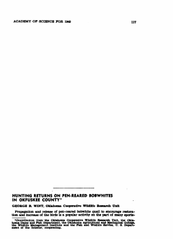 Hunting Returns on Pen-Reared Bobwhites in Okfuskee County