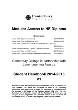 Modular Access to HE Diploma Student Handbook 2014