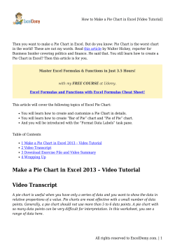 Make a Pie Chart in Excel 2013 &ndash; Video Tutorial