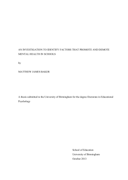 An investigation to identify factors that promote and demote mental