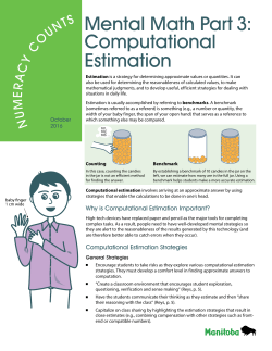 Numeracy Counts, October 2016: Mental Math Part 3