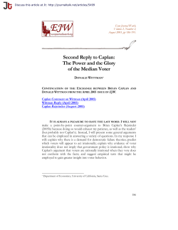 Second Reply to Caplan: The Power and the Glory of the Median Voter