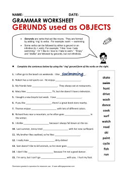 GERUNDS used as OBJECTS