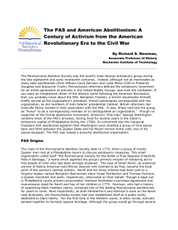 The PAS and American Abolitionism