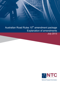 Australian Road Rules 10th Amendment Package Explanation of