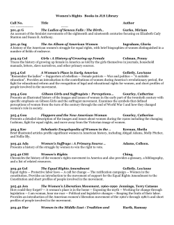 Women`s Rights Books in JLS Library Call No. Title Author