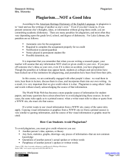 Plagiarism&hellip;NOT a Good Idea