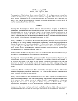 Joint Communiqu&eacute; # 93 Havana, Cuba, August 24, 2016 The