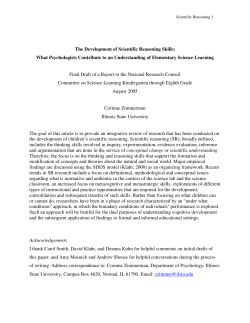 The Development of Scientific Reasoning Skills