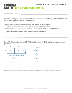 Solve 87 &divide; 5 by using an area model. Use long division and the