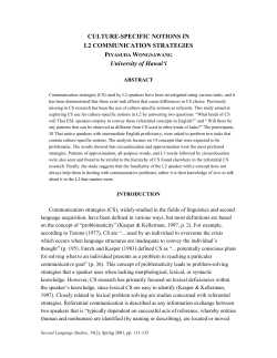 Culture-Specific Notions in L2 Communication Strategies