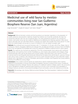 Medicinal use of wild fauna by mestizo communities living near San