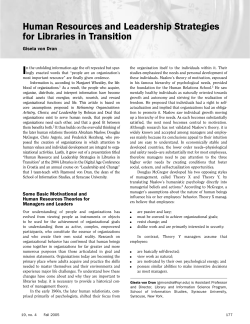 Title Human Resources and Leadership Strategies for Libraries in