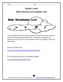 Common Core Math Test Sampler For Grade 4