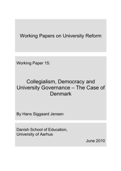 Collegialism, Democracy and University Governance &ndash; The