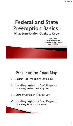 Pre-emption slides - National Conference of State Legislatures