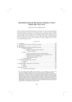 discrimination by religious schools: views from the coal face