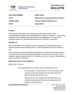 Pension Benefits Standards Act Bulletin - pens 10-004