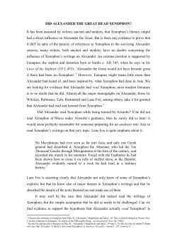 DID ALEXANDER THE GREAT READ XENOPHON? It has been