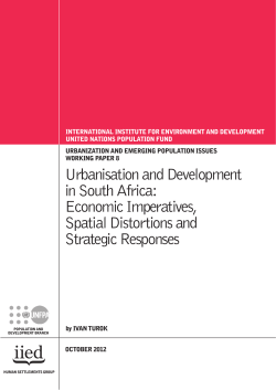 Urbanisation and Development in South Africa