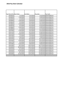 2016 Pay Date Calendar