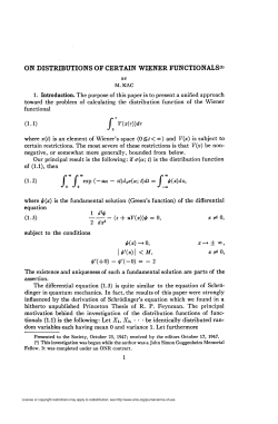 on distributions of certain wiener functionals