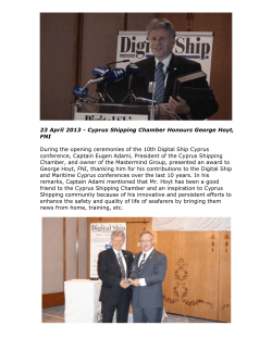 23 April 2013 - Cyprus Shipping Chamber Honours George Hoyt, FNI