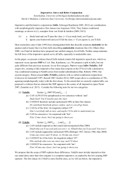 Imperatives Above and Below Conjunction Ezra Keshet, ​University