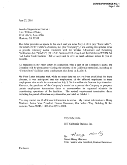 June 27, 2016 Board of Supervisors District 1 Attn: William O`Brien