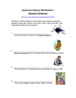 American History Worksheet 1