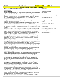 Topic 6, Lesson 1: Texans Expand Westward