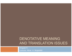 DENOTATIVE MEANING AND TRANSLATION ISSUES