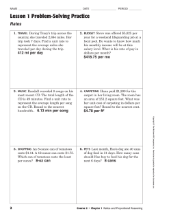 Lesson 1 Problem-Solving Practice Rates