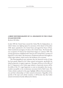 A Brief Historiography of U.S. Hegemony in the Cuban Sugar Industry