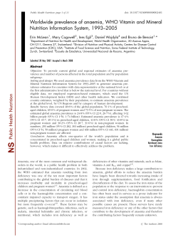 Worldwide prevalence of anaemia, WHO Vitamin and Mineral