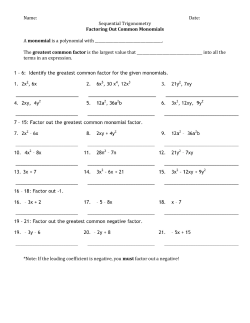 Sequential Trigonometry Factoring Out Common Monomials A