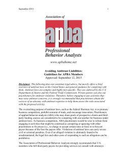 Avoiding Antitrust Liabilities - Association of Professional Behavior