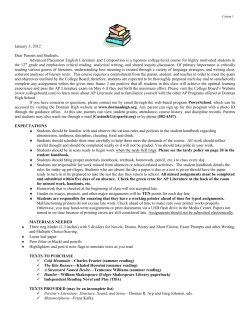 AP Literature Syllabus and Parent Letter