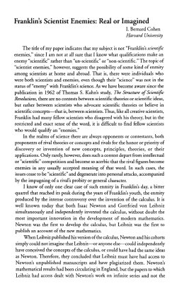 Franklin`s Scientist Enemies: Real or Imagined